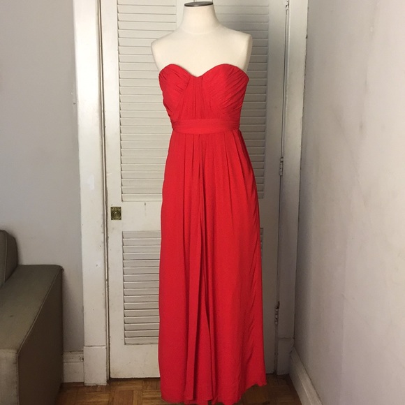 badgley mischka red strapless ball gown